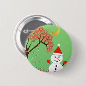 Niedlicher Kawaii Snowman mit CandyCane Tree Button (Vorne & Hinten)