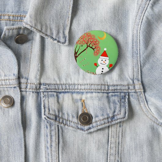 Niedlicher Kawaii Snowman mit CandyCane Tree Button (Beispiel)