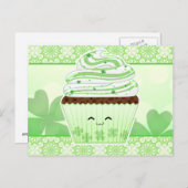 Niedlicher Kawaii St. Patricks Postkarte (Vorne/Hinten)