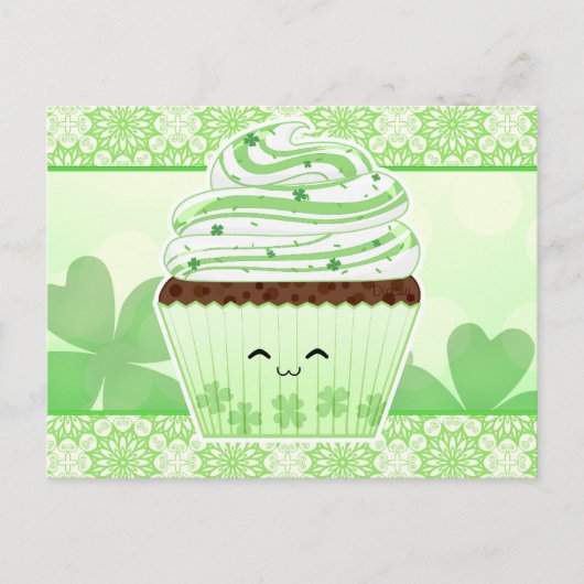 Niedlicher Kawaii St. Patricks Postkarte (Vorderseite)