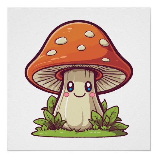 Niedlicher kawaii-Stil, Pilzforte Poster (Vorderseite)