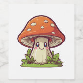 Niedlicher kawaii-Stil, Pilzforte Weinetikett (Einzelnes Label)