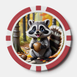 Niedlicher Kawaii-Stil Raccoon Herbsteinstellung Pokerchips