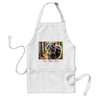 Niedlicher Kawaii-Stil Raccoon Herbsteinstellung Schürze
