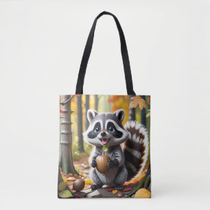 Niedlicher Kawaii-Stil Raccoon Herbsteinstellung Tasche