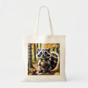 Niedlicher Kawaii-Stil Raccoon Herbsteinstellung Tragetasche