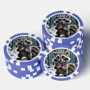 Niedlicher Kawaii-Stil Raccoon mit Pine-Creme-Kege Pokerchips