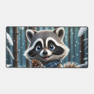 Niedlicher Kawaii-Stil Raccoon mit Pine-Creme-Kege Schreibtischunterlage