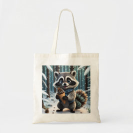Niedlicher Kawaii-Stil Raccoon mit Pine-Creme-Kege Tragetasche