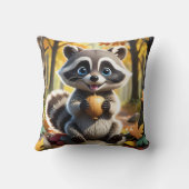 Niedlicher Kawaii-Stil Racoon mit Eichel Kissen (Rückseite)