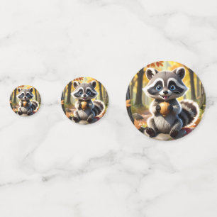 Niedlicher Kawaii-Stil Racoon mit Eichel Konfetti