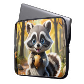 Niedlicher Kawaii-Stil Racoon mit Eichel Laptopschutzhülle (Vorderseite Links)