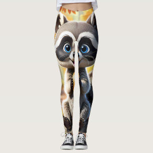 Niedlicher Kawaii-Stil Racoon mit Eichel Leggings