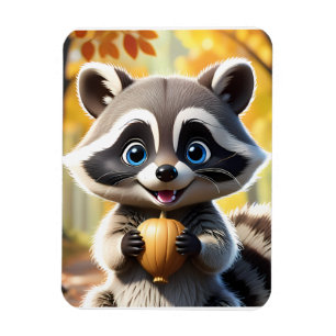 Niedlicher Kawaii-Stil Racoon mit Eichel Magnet