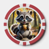 Niedlicher Kawaii-Stil Racoon mit Eichel Pokerchips (Vorderseite)