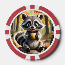 Niedlicher Kawaii-Stil Racoon mit Eichel Pokerchips