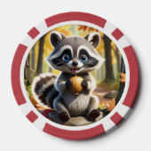 Niedlicher Kawaii-Stil Racoon mit Eichel Pokerchips (Rückseite)