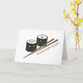 Niedlicher Kawaii Sushi-Charakter Chopstick-Jahres Karte (Gelbe Blume)