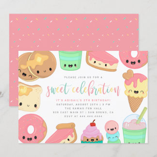 Niedlicher Kawaii Sweet Elements Kindergeburt Einladung
