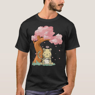 Niedlicher kawaii tiger und Sakura Cherry Blossom T-Shirt