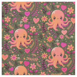 Niedlicher Kawaii-Tintenfisch Stoff