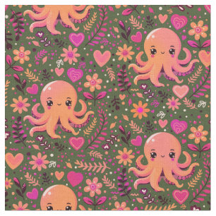 Niedlicher Kawaii-Tintenfisch Stoff
