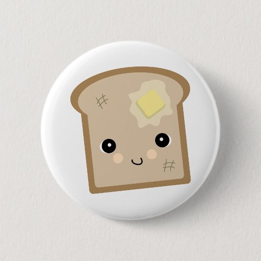 niedlicher Kawaii Toast Button (Vorderseite)