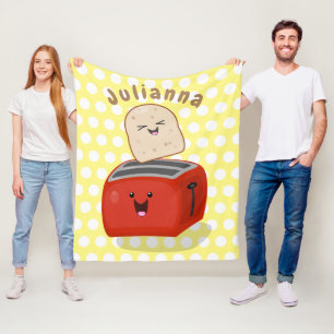 Niedlicher Kawaii-Toast und Cartoon für Rottoaster Fleecedecke