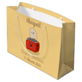 Niedlicher Kawaii-Toast und Cartoon für Rottoaster Große Geschenktüte (Rückseite Schrägansicht)