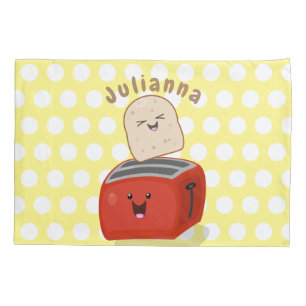 Niedlicher Kawaii-Toast und Cartoon für Rottoaster Kissenbezug