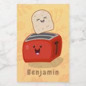 Niedlicher Kawaii-Toast und Cartoon für Rottoaster Lebensmitteletikett (Einzelnes Label)