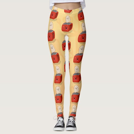 Niedlicher Kawaii-Toast und Cartoon für Rottoaster Leggings (Vorderseite)