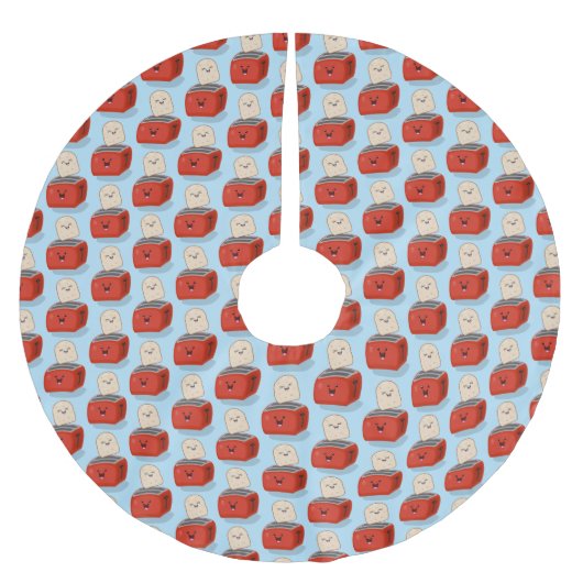 Niedlicher Kawaii-Toast und Cartoon für Rottoaster Polyester Weihnachtsbaumdecke (Vorderseite)