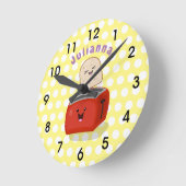 Niedlicher Kawaii-Toast und Cartoon für Rottoaster Runde Wanduhr (Winkel)