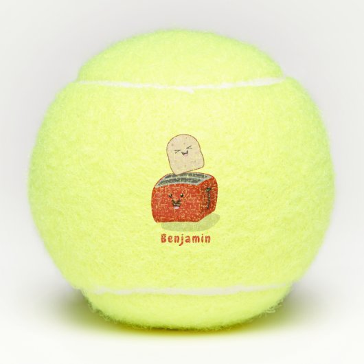 Niedlicher Kawaii-Toast und Cartoon für Rottoaster Tennisbälle (Vorderseite)