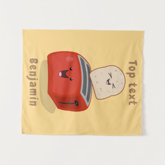 Niedlicher Kawaii-Toast und Cartoon für Rottoaster Wandteppich (Vorderseite (Horizontal))