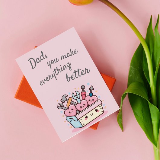 Niedlicher Kawaii Toolbox Vatertag Karte