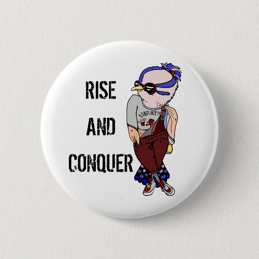 Niedlicher Kawaii-Vogel steigt inspirierendes Zita Button (Vorderseite)