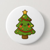 Niedlicher Kawaii Weihnachtsbaum Button (Vorderseite)
