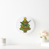 Niedlicher Kawaii Weihnachtsbaum Runde Wanduhr (Zuhause)