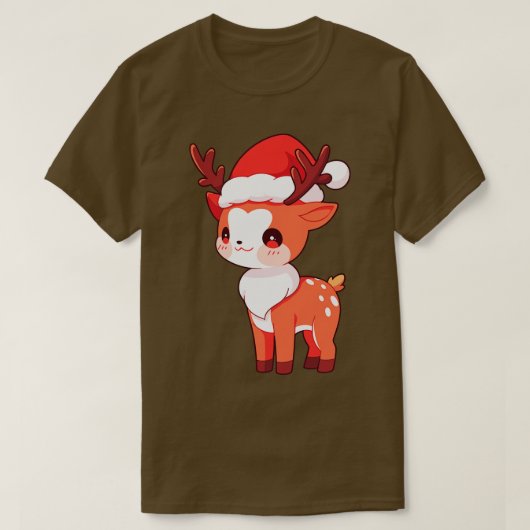 Niedlicher Kawaii Weihnachtsmann in Weihnachtsmann T-Shirt (Design vorne)