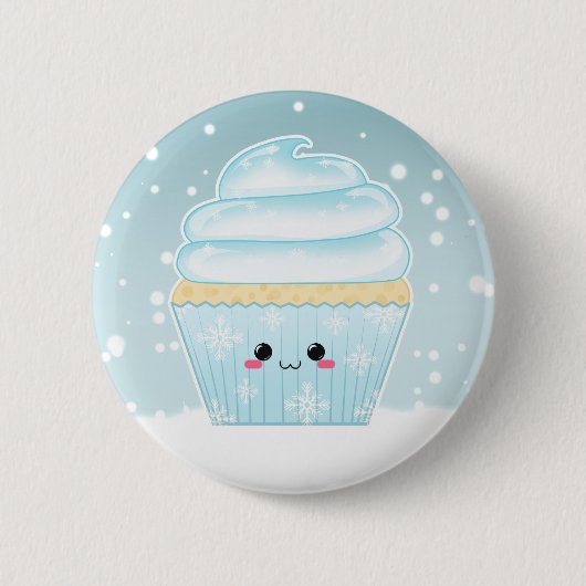 Niedlicher Kawaii Weihnachtsschneeflockekleiner Button (Vorderseite)