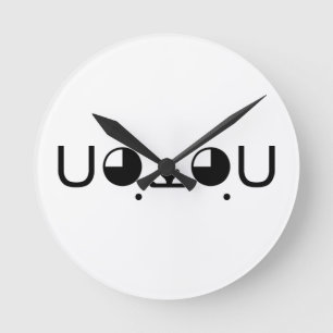 Niedlicher Kawaii Welpen-Hundejapaner Kaomoji Runde Wanduhr