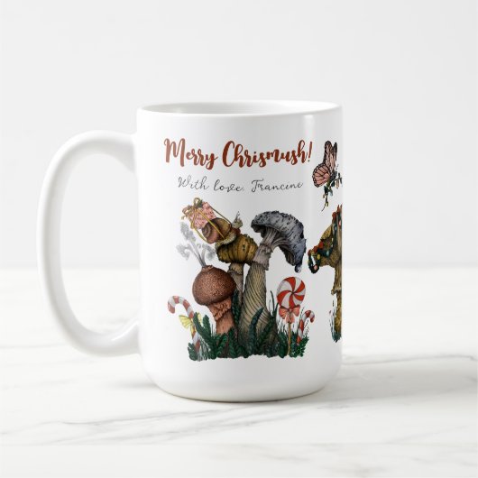 Niedlicher Kern Frohe Weihnachts Pilz Lover Kaffeetasse (Links)