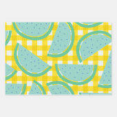 Niedlicher Kernpunkt Vintag Wassermelone Gelb Kari Geschenkpapier Set (Vorderseite)