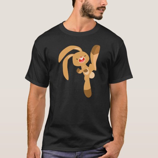 Niedlicher Kickjumping Cartoon Rabbit T - Shirt (Vorderseite)