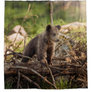 Niedlicher Kinderbär in Woods Duschvorhang