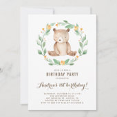 Niedlicher Kinderbär Watercolor - Erster Geburtsta Einladung (Vorderseite)