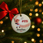 Niedlicher Kinderbaseball-Sportteam-Junge-Athlet Keramik Ornament