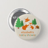 Niedlicher Kinderfox und Mama-Kinderdusche Button (Vorne & Hinten)